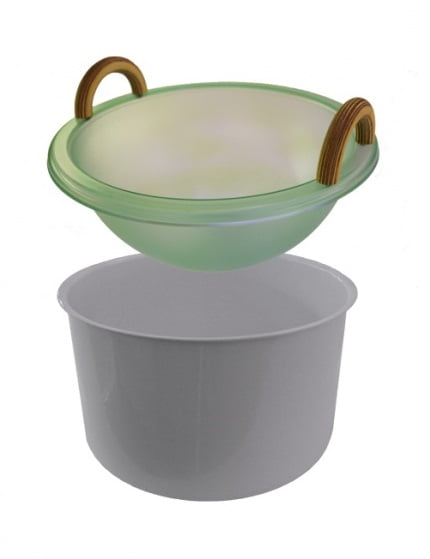 Šviečiantis dubuo su rankenomis